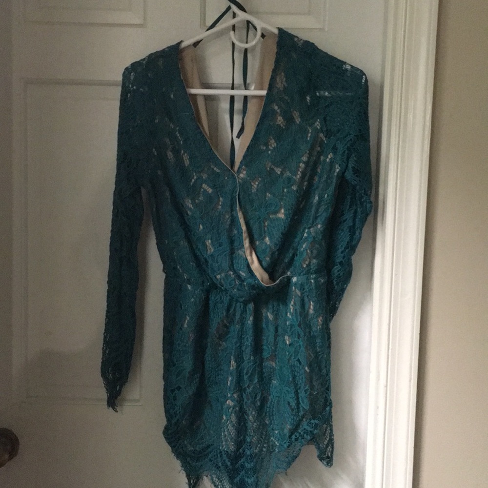 Turquoise Lace Romper